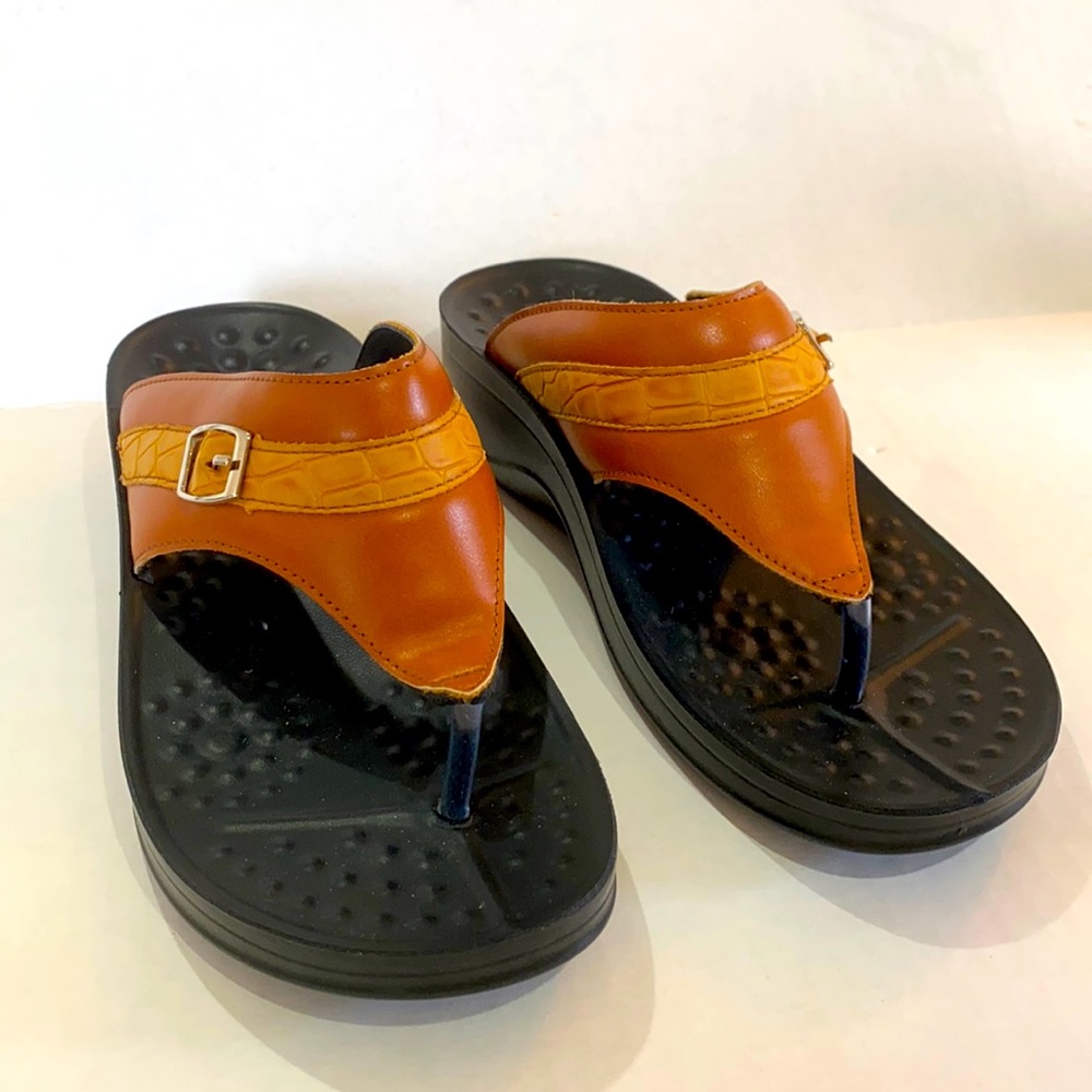 Aerothotic Sandals, Brown with Tan. Size 39